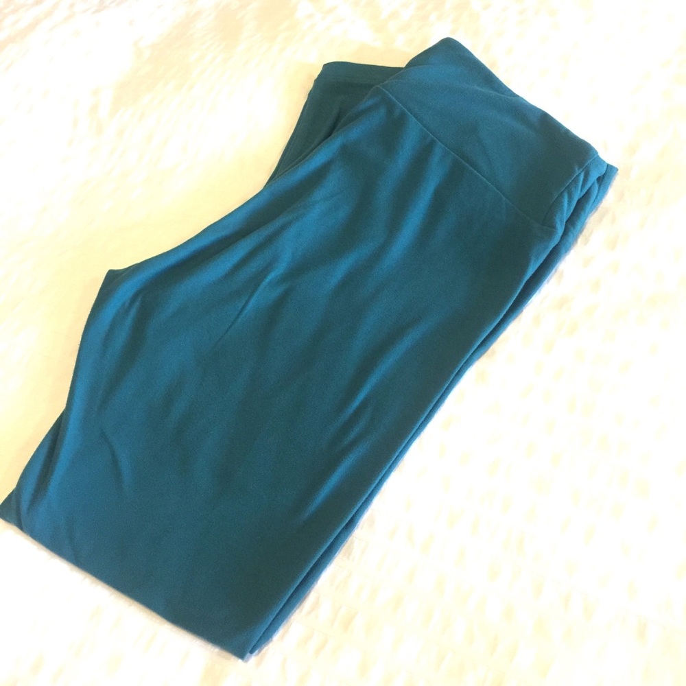 LulaRoe teal TC leggings EUC